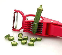 Load image into Gallery viewer, 2 in 1 Vegetable Cutter with Peeler (Multicolour) / 2 in 1 Veg Cutter Stainless Steel 5 Blade Vegetable &amp; Fruit Cutter for Kitchen - Pack of 1
