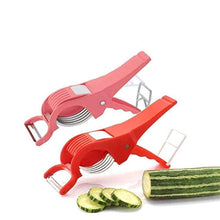 Load image into Gallery viewer, 2 in 1 Vegetable Cutter with Peeler (Multicolour) / 2 in 1 Veg Cutter Stainless Steel 5 Blade Vegetable &amp; Fruit Cutter for Kitchen - Pack of 1

